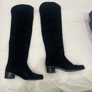 Stuart Weitzman Black Suede Over the Knee Boots, Size 8